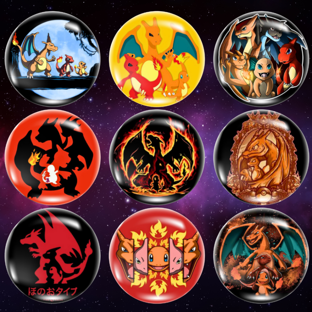 Bottons Broches Charmander Charmilion Charizard Pokemon (4,5cm)