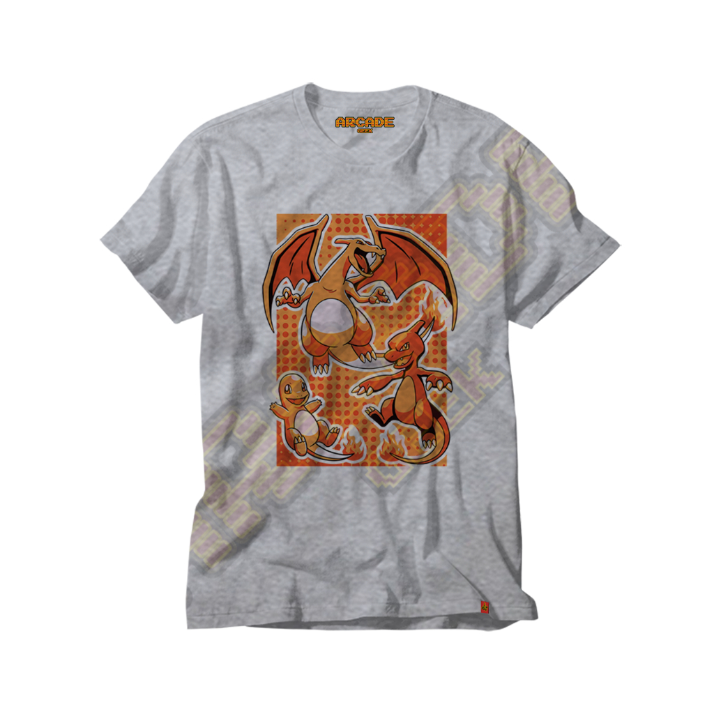 Camiseta Anime Pokemon Tipo Fogo Charmander Charmeleon Charizard Evolução