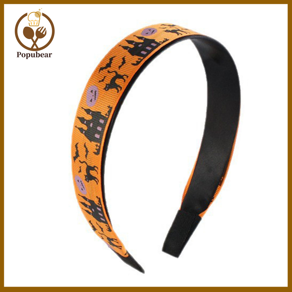 Elastic Headband for Girls Halloween for Women and – Comfortable Wide Non-slip Hairband with Pumpkin Ghost Bat Haunted