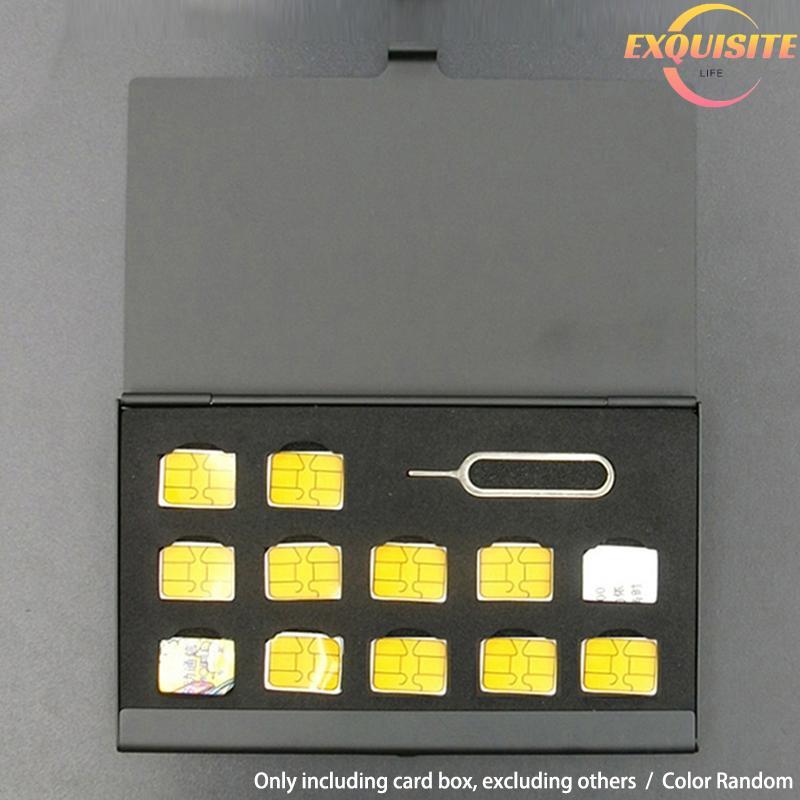 [EL-t] 12 Slots-+ 1-Slot-Card-Pin Alumínio Portátil SIM Micro Cartão Caixa De Armazenamento De Memória Caso Protetor Tit