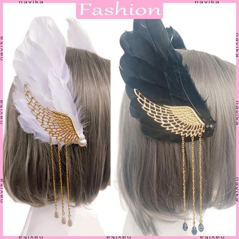 NA Feather Wing Grampo De Cabelo Boho-Tassel Adolescentes Menina Foto Adereços Clipe Lateral