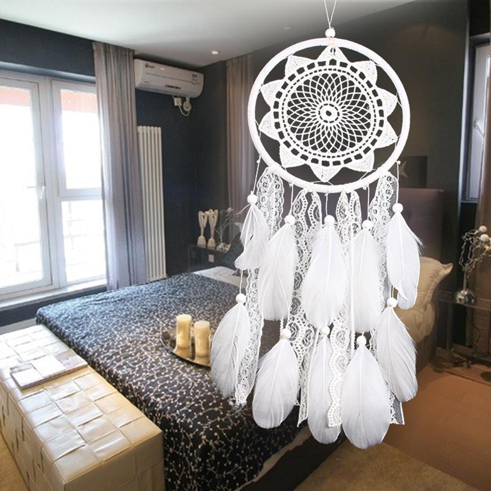 Boho Lace Feather Dream Catcher Feito À Mão Decoração Vintage Presente