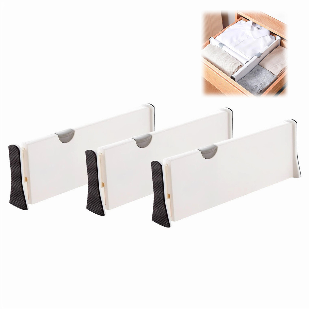 Kit of 3 Adjustable Multipurpose Drawer Divider Organizers — 10cm x 54.2cm