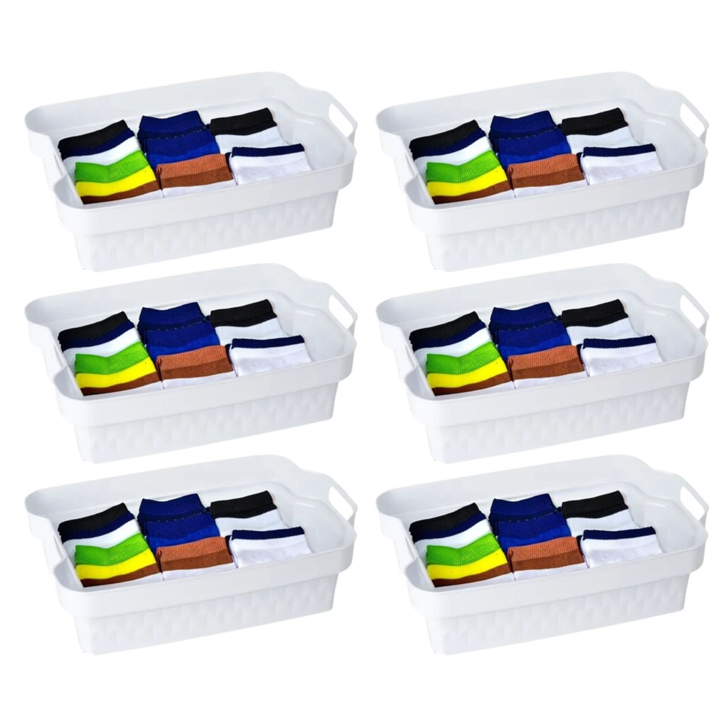 Kit 6 Cesta Organizadora Armazenamento 3,4L Multiuso Sortido Design Sofisticado