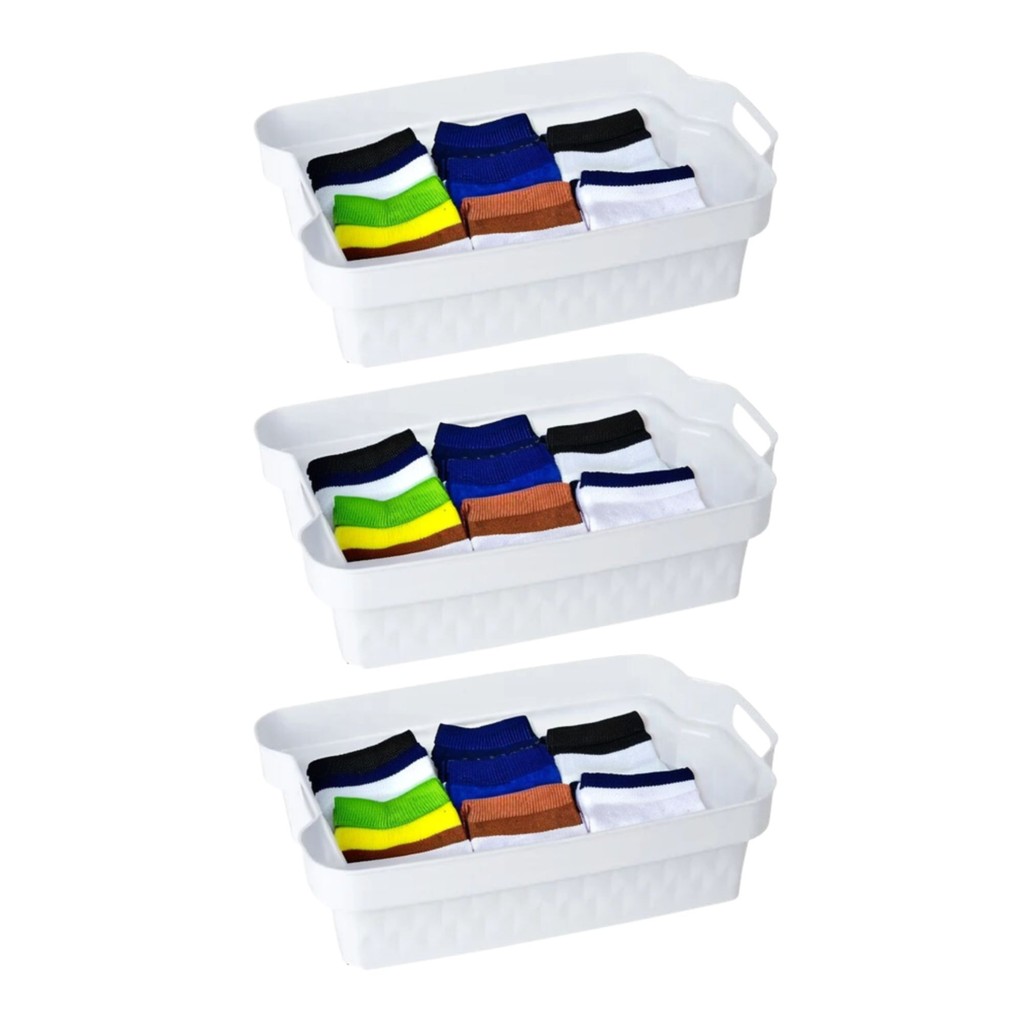 Kit 3 Cesta Organizadora Armazenamento 3,4L Multiuso Sortido Design Sofisticado