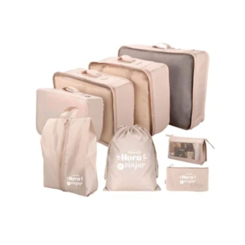 Kit Para Viagem Organizador Com 8 Peças Mala Necessaire Multiuso Design Sofisticado