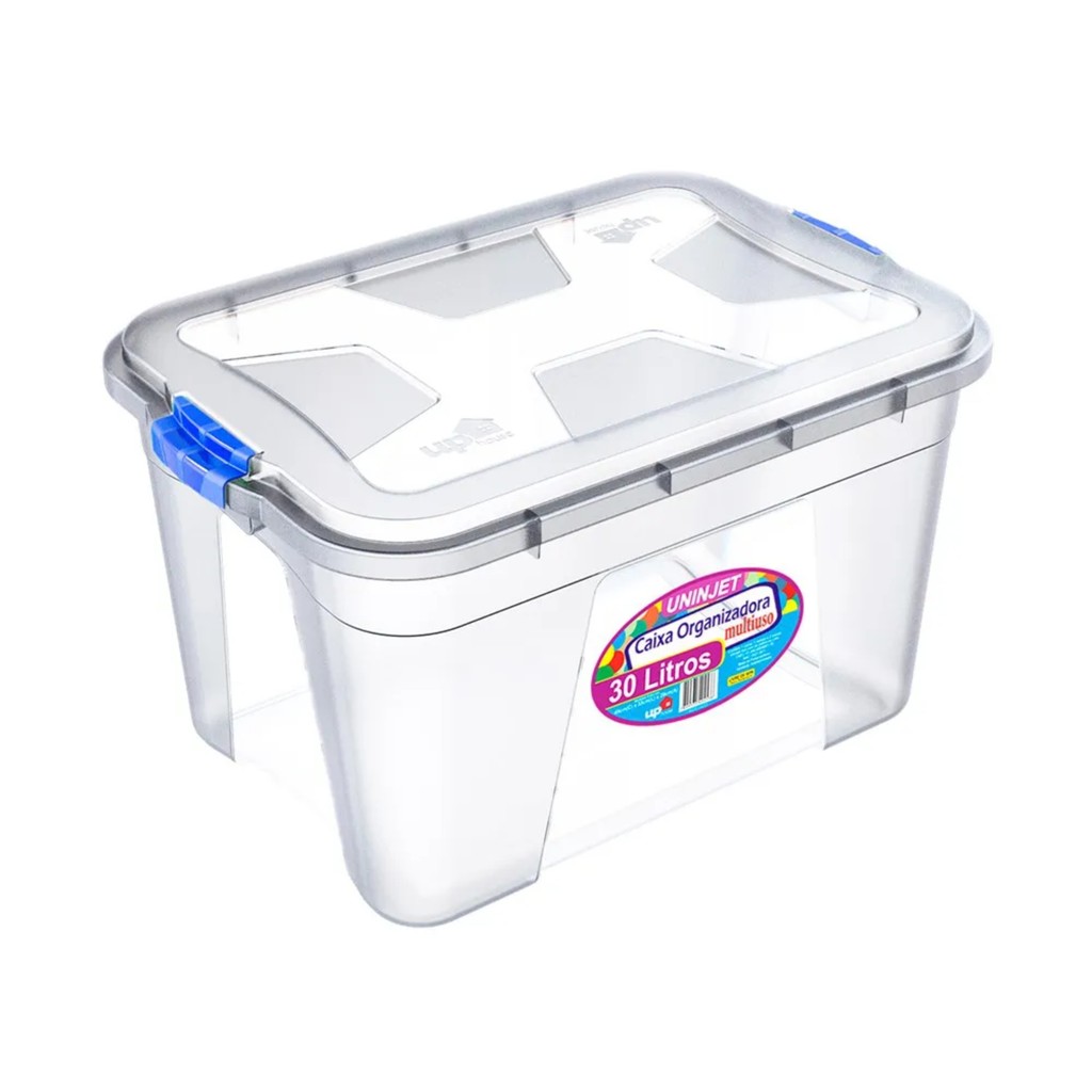 Caixa Organizadora Transparente 30L Com Travas Multiuso Design Sofisticada