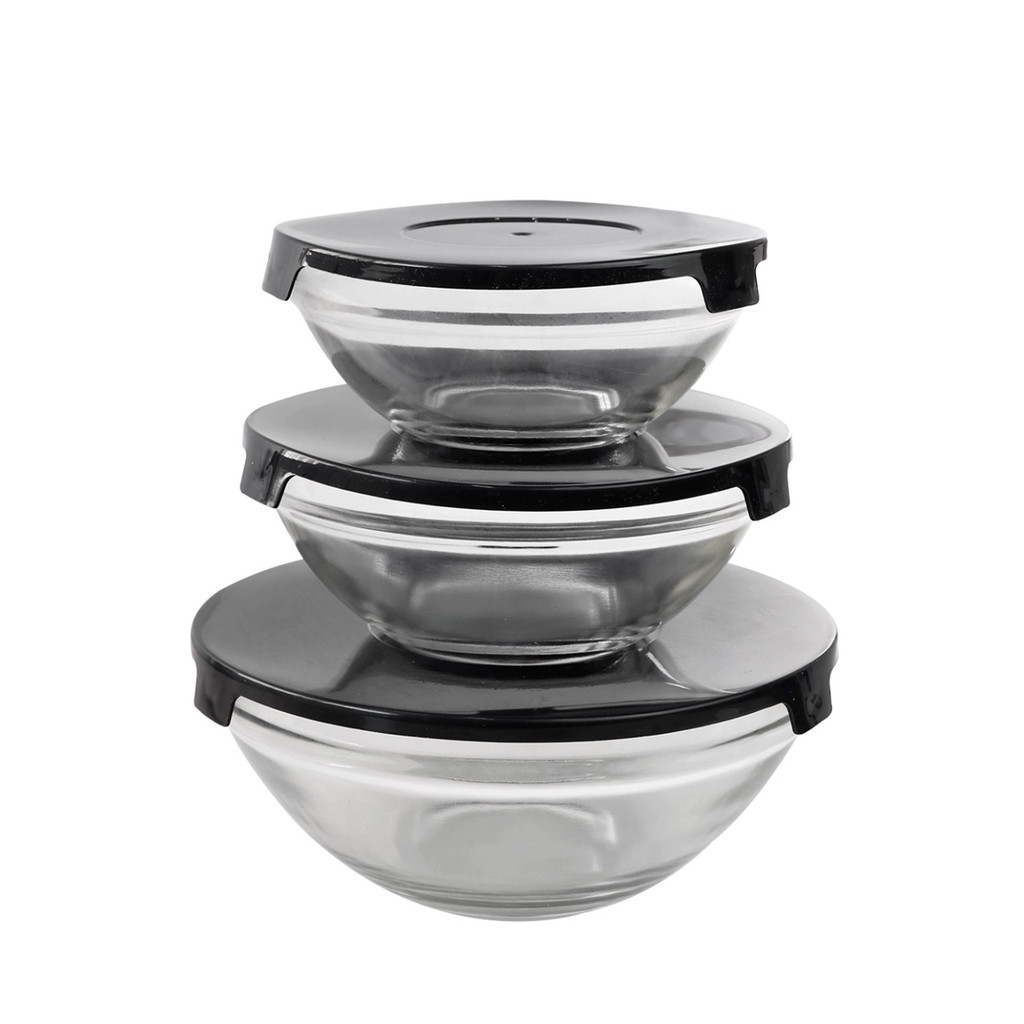 Conjunto De 3 Potes De Vidro Istambul Multiuso C/ Tampa Trava Design Sofisticado Cozinha