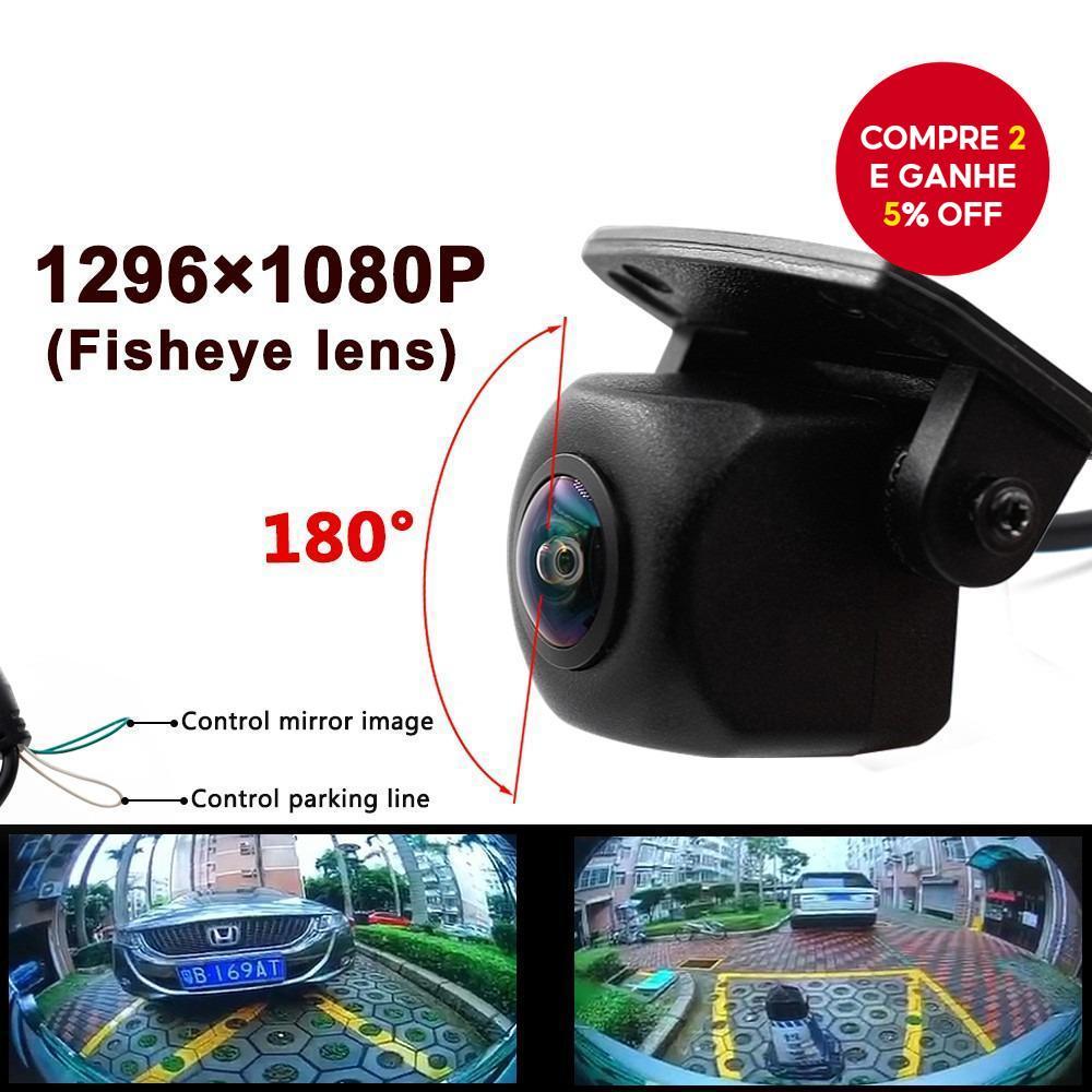 Câmera De Visão Traseira Do Carro 180 Graus HD Noturna Lente Olho De Peixe 1296x1080P Backup À Prova Dwaterproof Água Pr