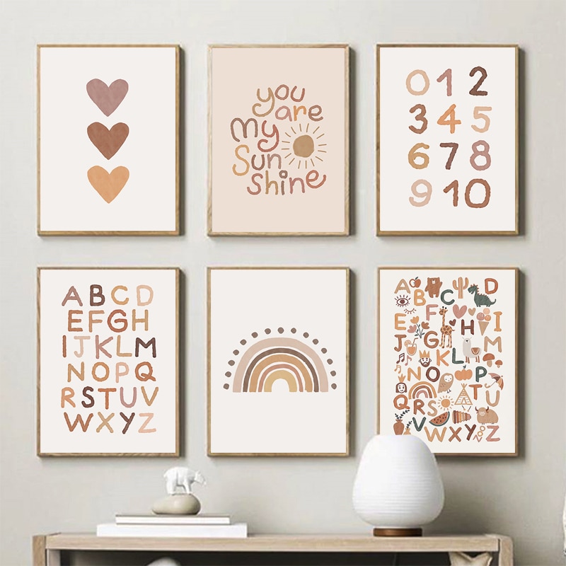 Bohemian Style ABC Rainbow Print Children's Canvas Poster Decoration