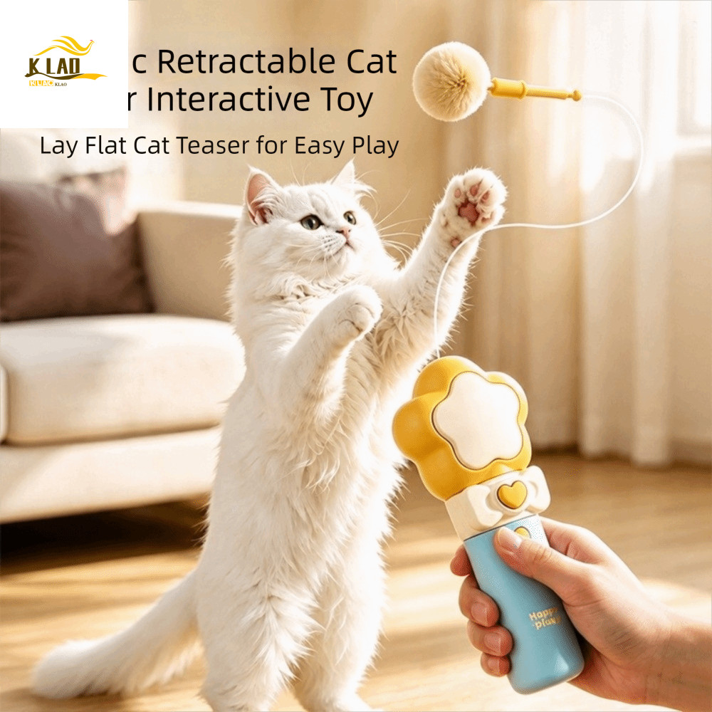 KLAOSD Electric Cat Teaser , Varinha Interativa Retrátil De Longa Duração Para Gatos , Com Bastão De Provocação De Bola