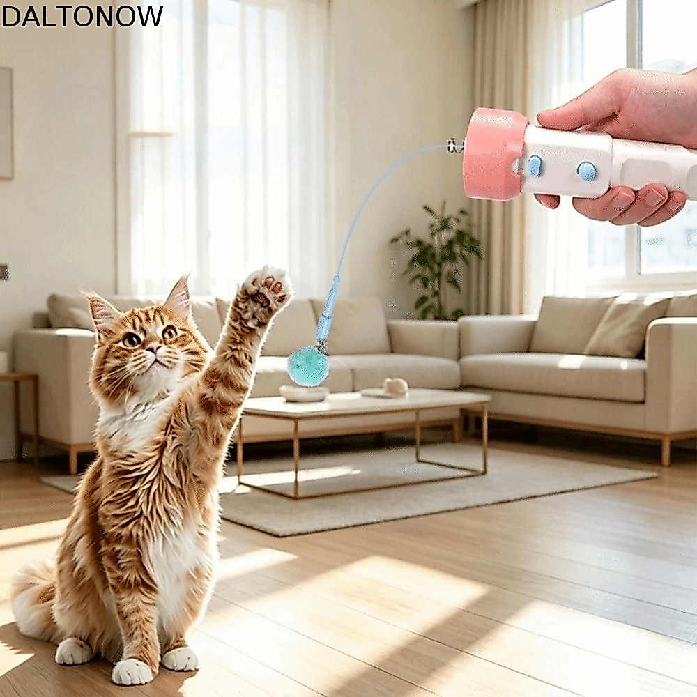 DALTONOW Electric Cat Teaser , Varinha Interativa De Entretenimento De Longa Duração Para Gatos , Bastão De Provocação A