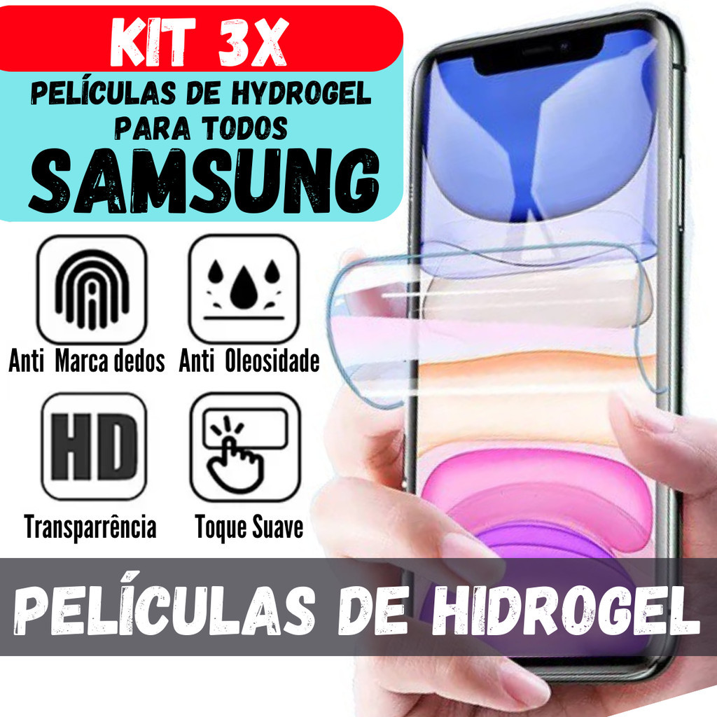 3 Películas De Hidrogel Para Samsung Galaxy Todos Modelos Linha A S M Ultra Note Plus Fe S25 S24 S23 S22 S21 S20 S10 S9