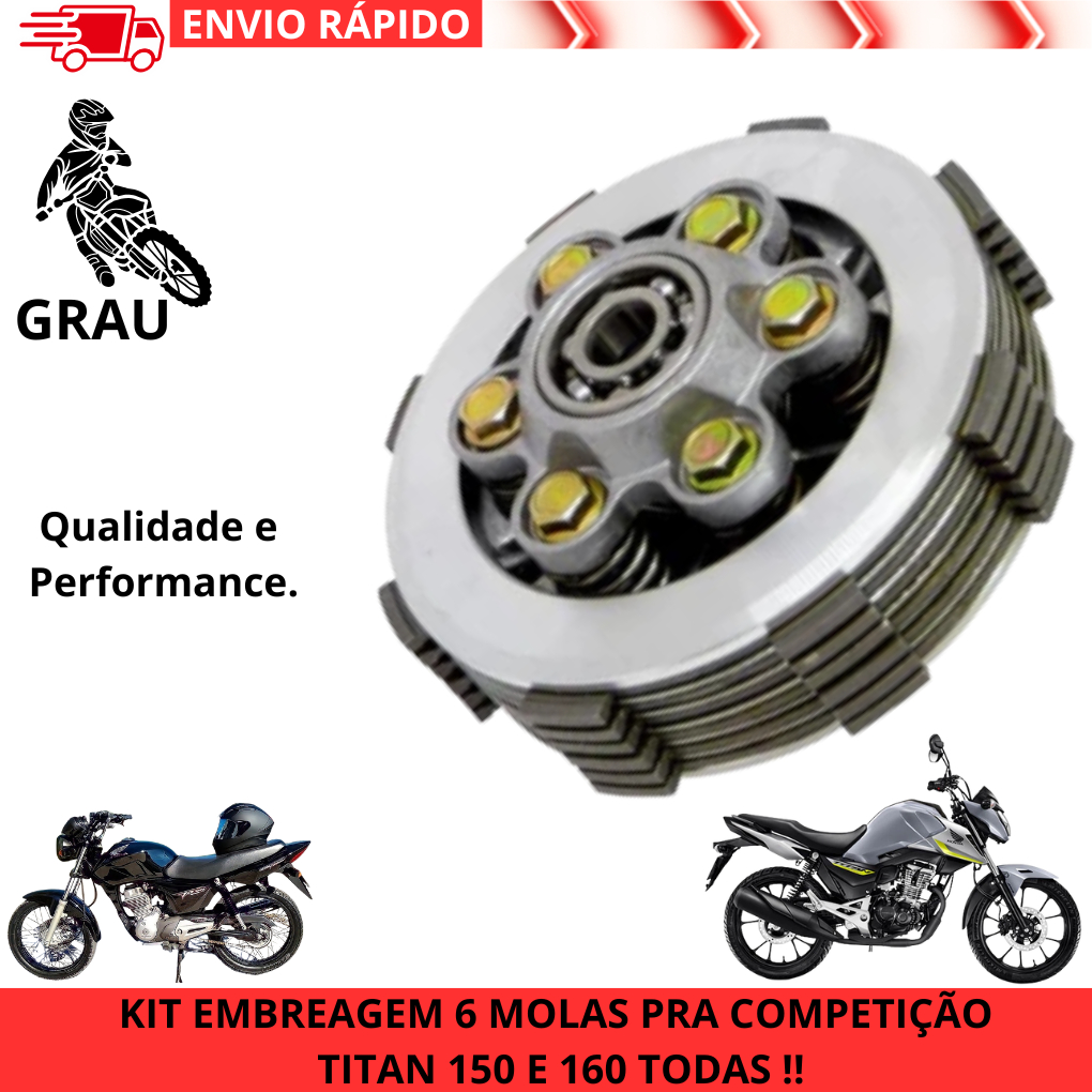 Kit Embreagem Competição Preparada 6 Molas Completo Titan 150 Titan 160 Xre 190 Fan