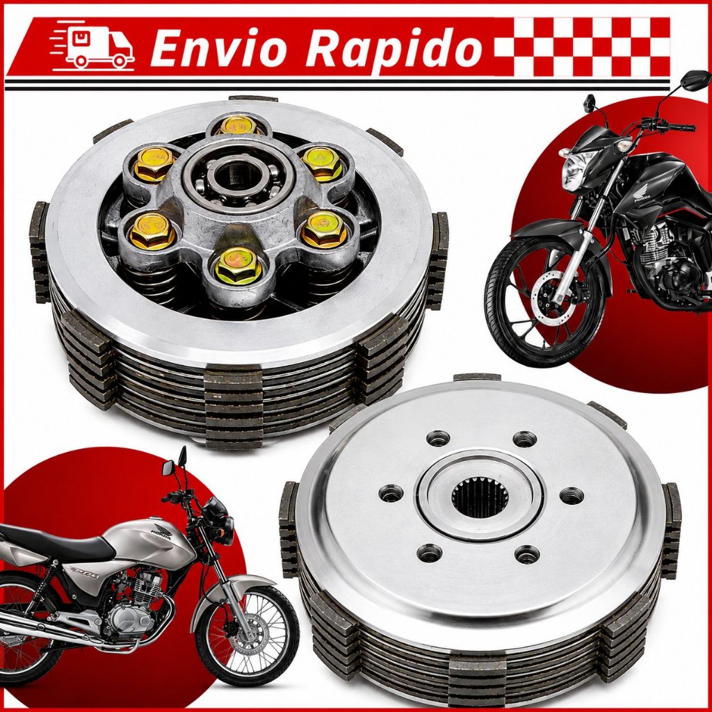 Kit Embreagem Grau 6 Molas 6 Disco Competição Honda Titan150 Titan 160 Bros 150 Bros 160 Fan 125 Xre 190 Forte Preparada