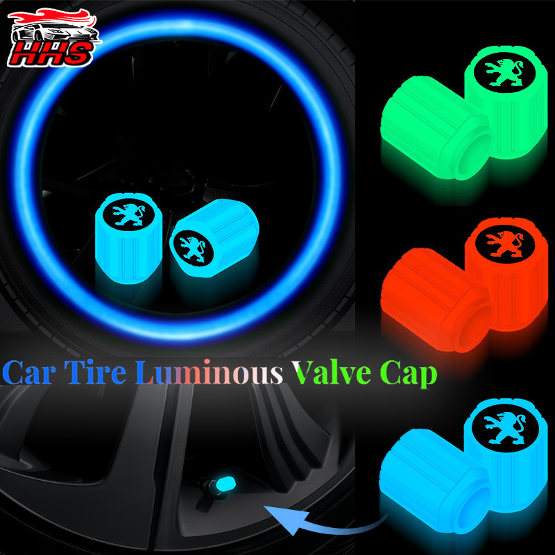 4 Pcs Peugeot Luminosa Tampa Da Válvula Do Carro Fluorescente Motocicleta Bicicleta Universal Pneu Decoração Para 206 208 207 307 308 2008 3008 508 408 5008 406