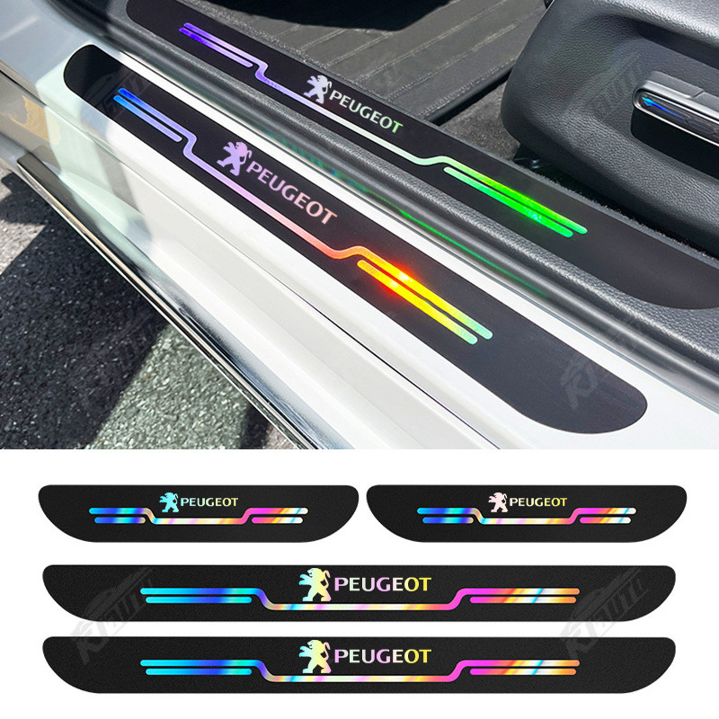 Peugeot 2024 Novo Adesivo De Soleira A Laser Para Carro Faixa De Limiar De Porta De Anti Arranhões À Prova D'água Protetor Arco-Íris 308 206 208 3008 508 408 207 406 405 407 2008 5008 306 307