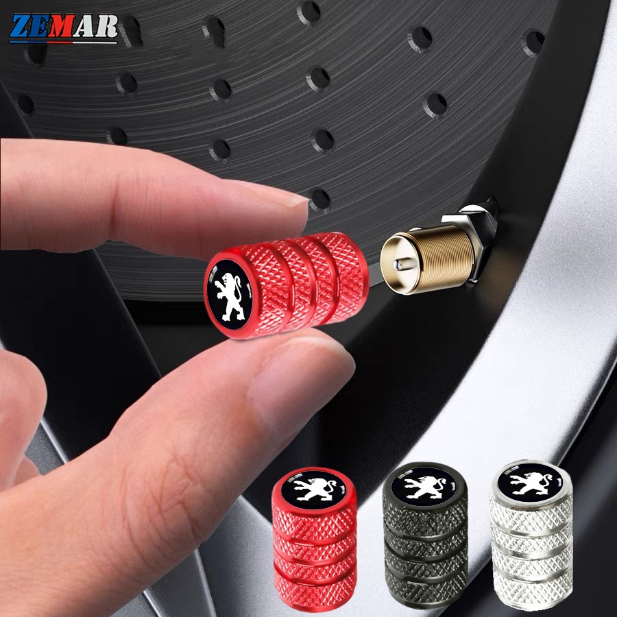 4Pcs Peugeot Carro Tampas De Válvulas De Pneus Peças De Metal Para Bicicletas Automotivas Impressas 206 208 207 307 308 2008 3008 508 408 406 Forma Cilíndrica Com Logotipo De