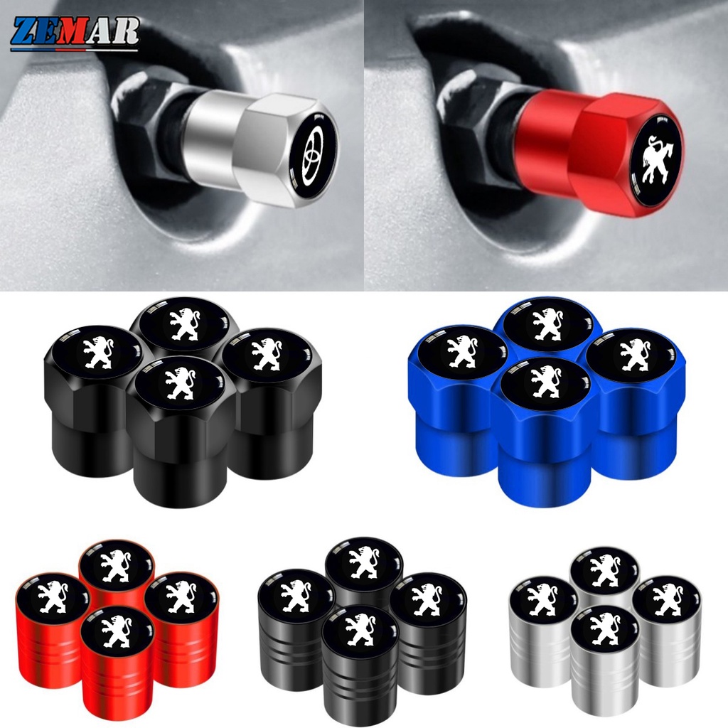 4Pcs Peugeot Pneus Tampas De Válvulas Para Peças Metálicas Automotivas Impressas Com Novo Logotipo De Carro Acessórios De Bicicleta Carros 206 208 207 307 308 2008 3008 508 408 5008 406