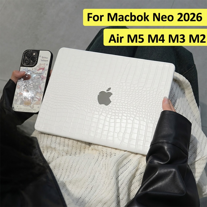 Moda Cor Branca Textura De Crocodilo De Couro Para Macbook Neo Air M5 M4 M3 M2 A3240 A2681 2020 Air 13 Polegada A2337