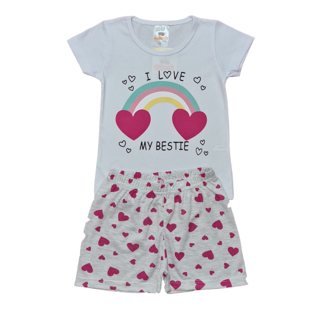 Pijama Feminino Infantil de verão100% algodão, Tam 1 ao 8 anos.