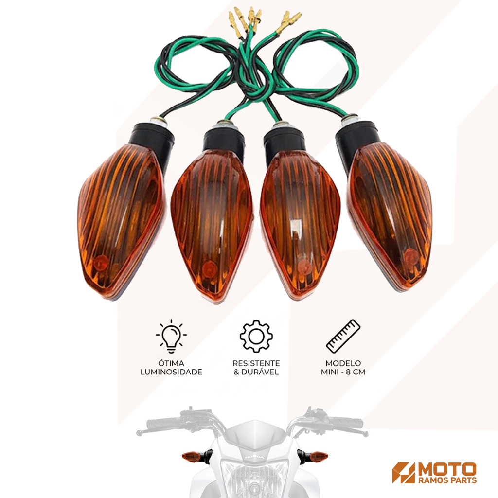 Kit 4 Pisca Seta Mini Honda CG Titan Fan 125 150 160 CB 300 CBX 250 Twister XRE 300 Ambar