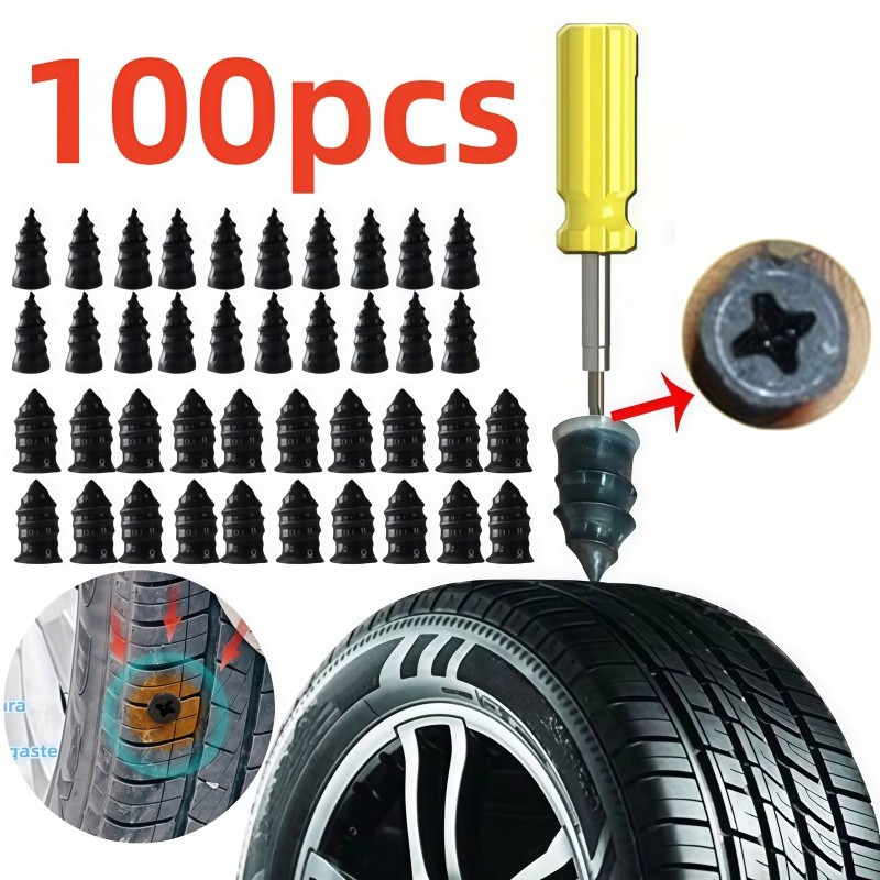 100 Peças Pregos Reparo de Pneu Borracha Resistente para Carro Moto Scooter Bicicleta Sem Câmara