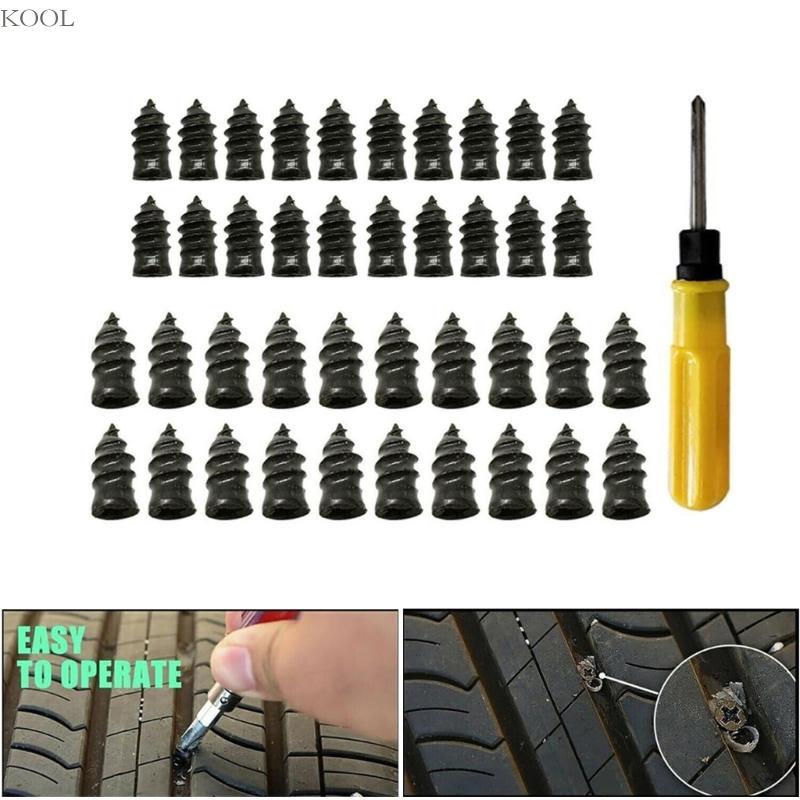 KOOL 20 40 Pçs Carro Vácuo Pneu Reparação Prego Parafuso De Borracha Unhas + Chave De Fenda Conjunto De Ferramentas Rápi