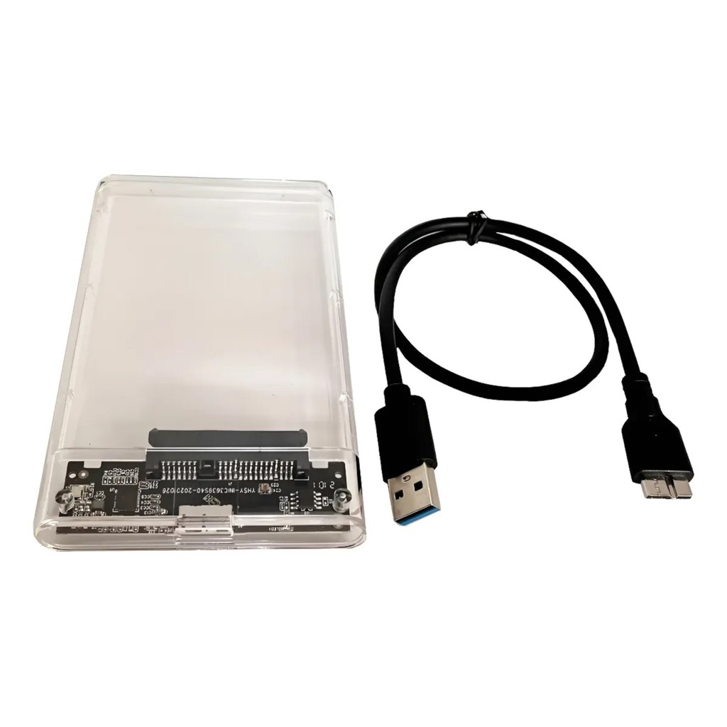 Case HD Externo Transparente Para HD/SSD SATA 2,5″ Adapta...
