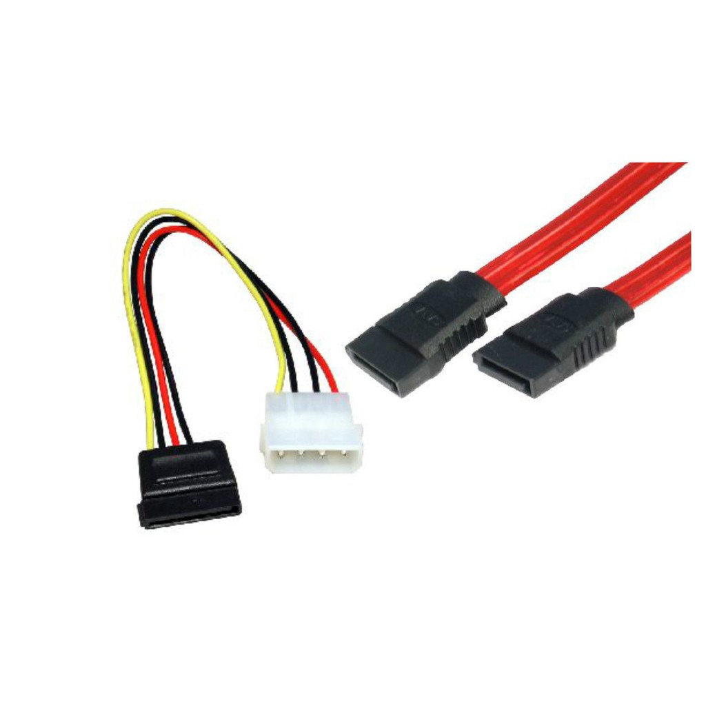 Kit = 1x Cabo De Dados Sata + 1x Cabo De Energia ( Força Alimentação ) Molex Sata = UTILIZADO EM HD HARD DISK DRIVE DVD DVDRW CDROM BLURAY SSD