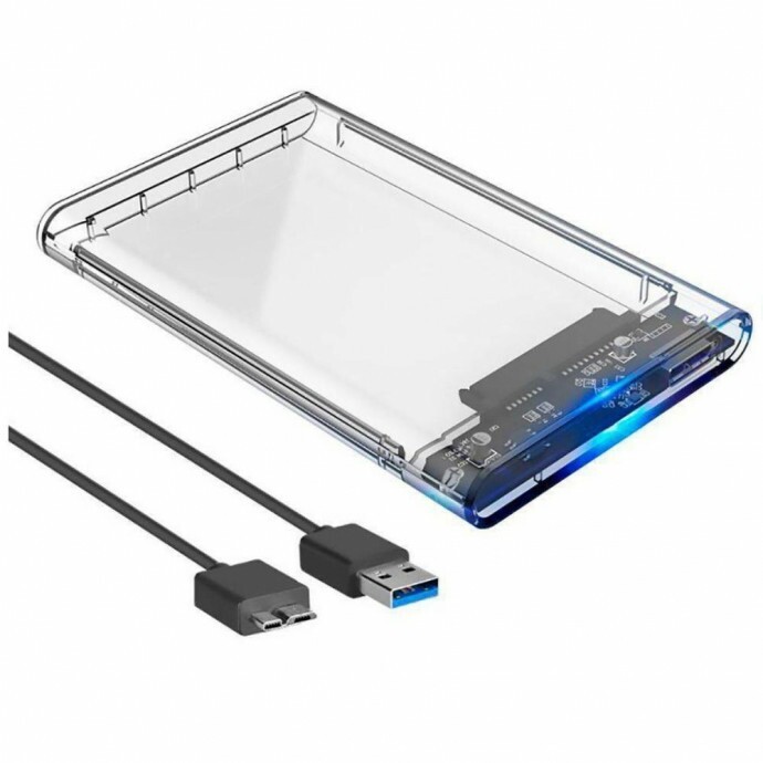 Case Para HD Externo Transparente USB 3.0 Transmissão 6Gbps Sata 2.5