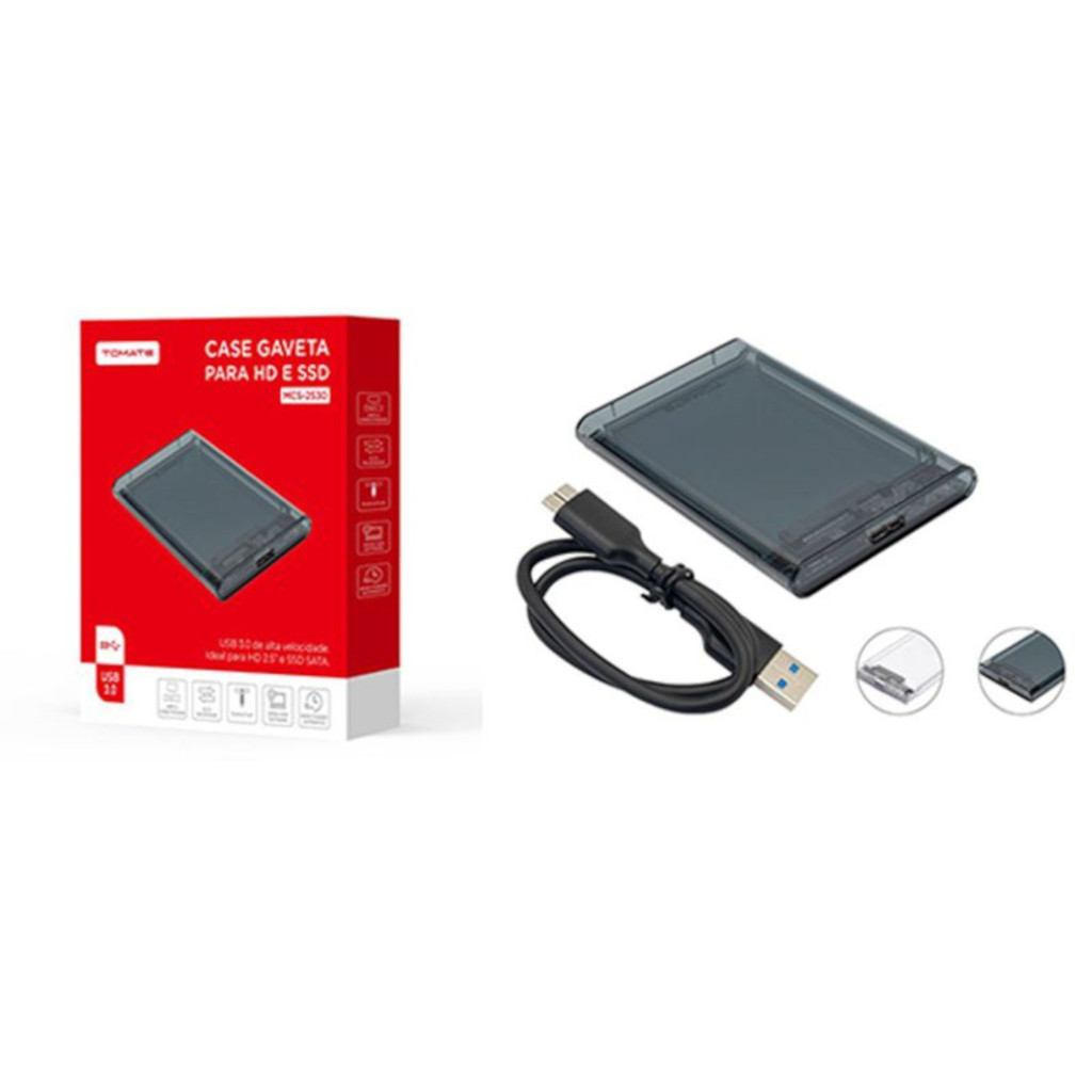 Case P/ Hd Externo Usb 3.0 Ssd Hdd Sata 2.5 Notebook Pc Ps4  top