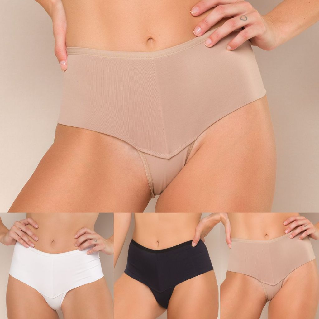 Calcinha Modeladora Plus Over Size Cintura Alta Camada Dupla Esconde Barriguinha Confortável