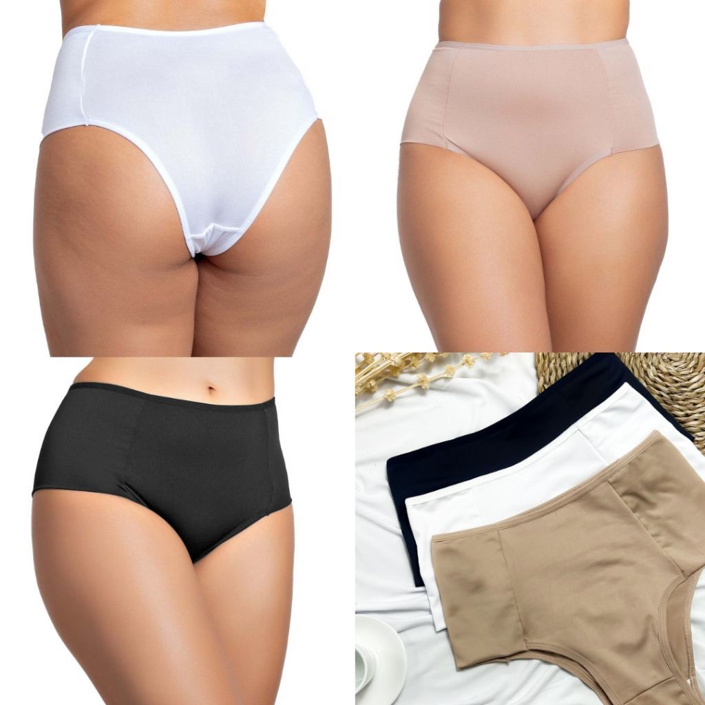 Kit 3 Calcinhas Com um Ultra Conforto Cintura Alta Pala Dupla Forro 100% Algodão Nâo Marca Cós Alto