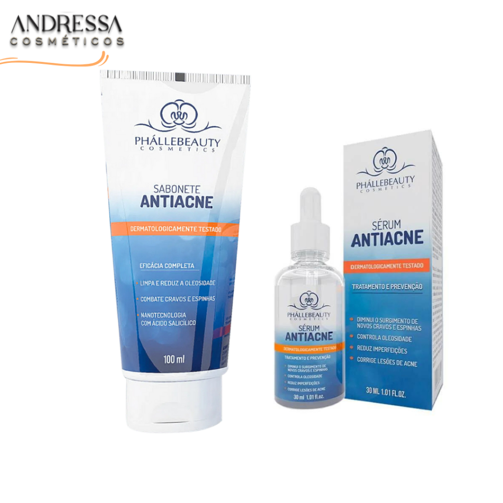 Sabonete e Sérum Kit de Tratamento Antiacne PhalleBeauty Limpeza Facial
