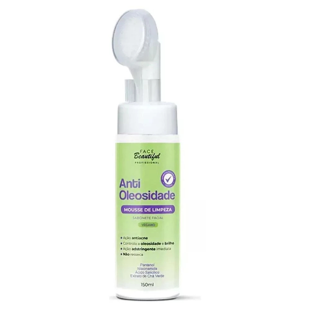 Sabonete Vegano Skin Care Cuidados com a Pele Mousse Facial Antioleosidade Sérum Antiacne Face Beautiful 150ml