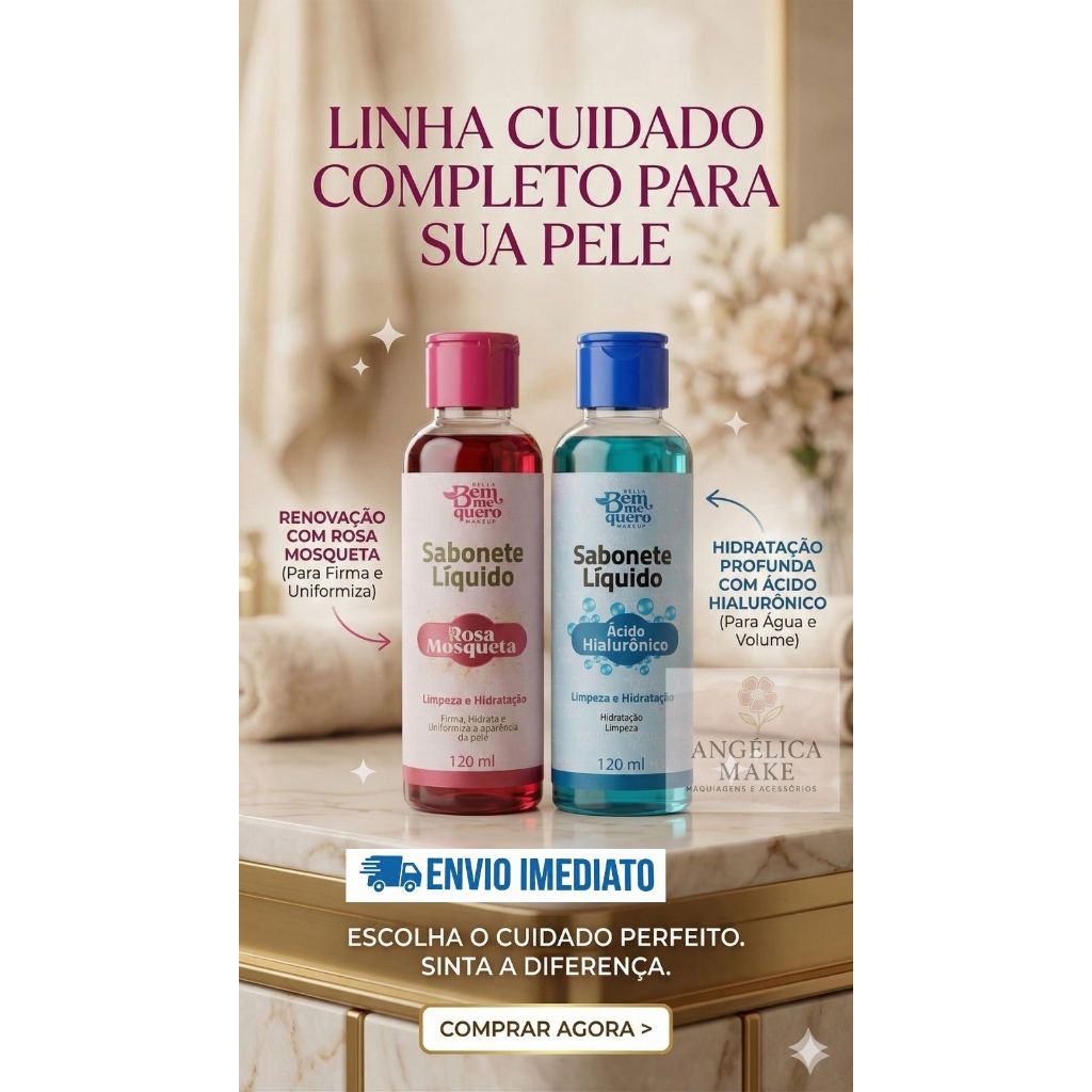 Sabonete Facial Ácido Hialurônico ou Rosa Mosqueta Hidratante Clareador Antiacne 120ml Bella Bem Me Quero BR