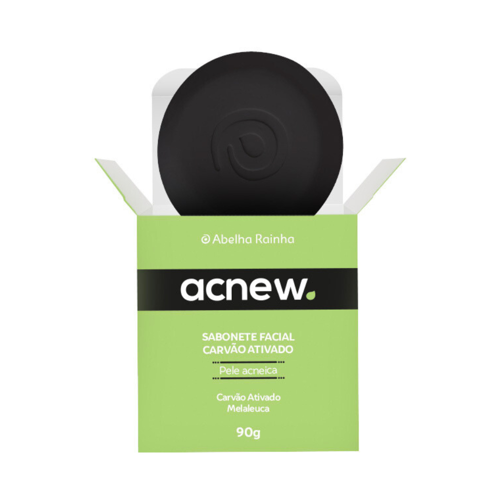 Sabonete em Barra Antiacne Facial com Carvão Ativado 90g Acnew Abelha Rainha