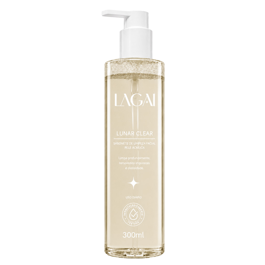 Sabonete Facial Antiacne Espuma de Limpeza Pele Oleosa e Acneica Lunar Clear, Lagai Cosméticos
