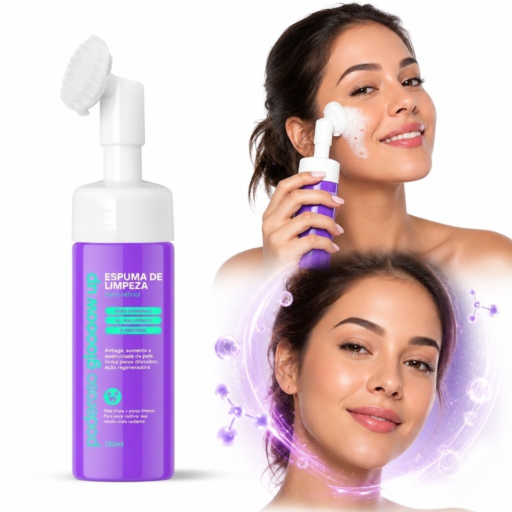 Espuma Limpeza Facial Vitamina C Retinol Antissinais Firmeza mousse sabonete antiacne e anti oliosidade