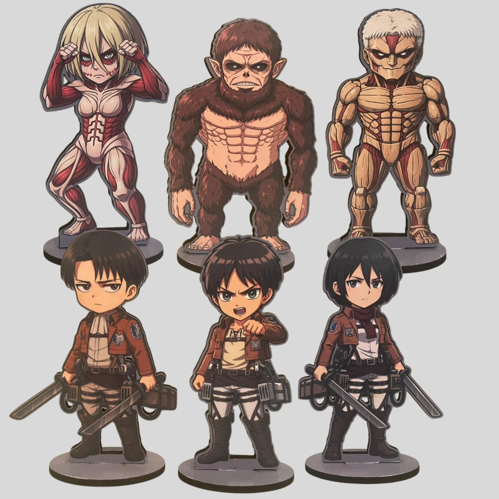 Totem Shingeki no Kyojin Anime Eren yeager Levi Mikasa Armin Reiner Erwin ataque de titans decoração