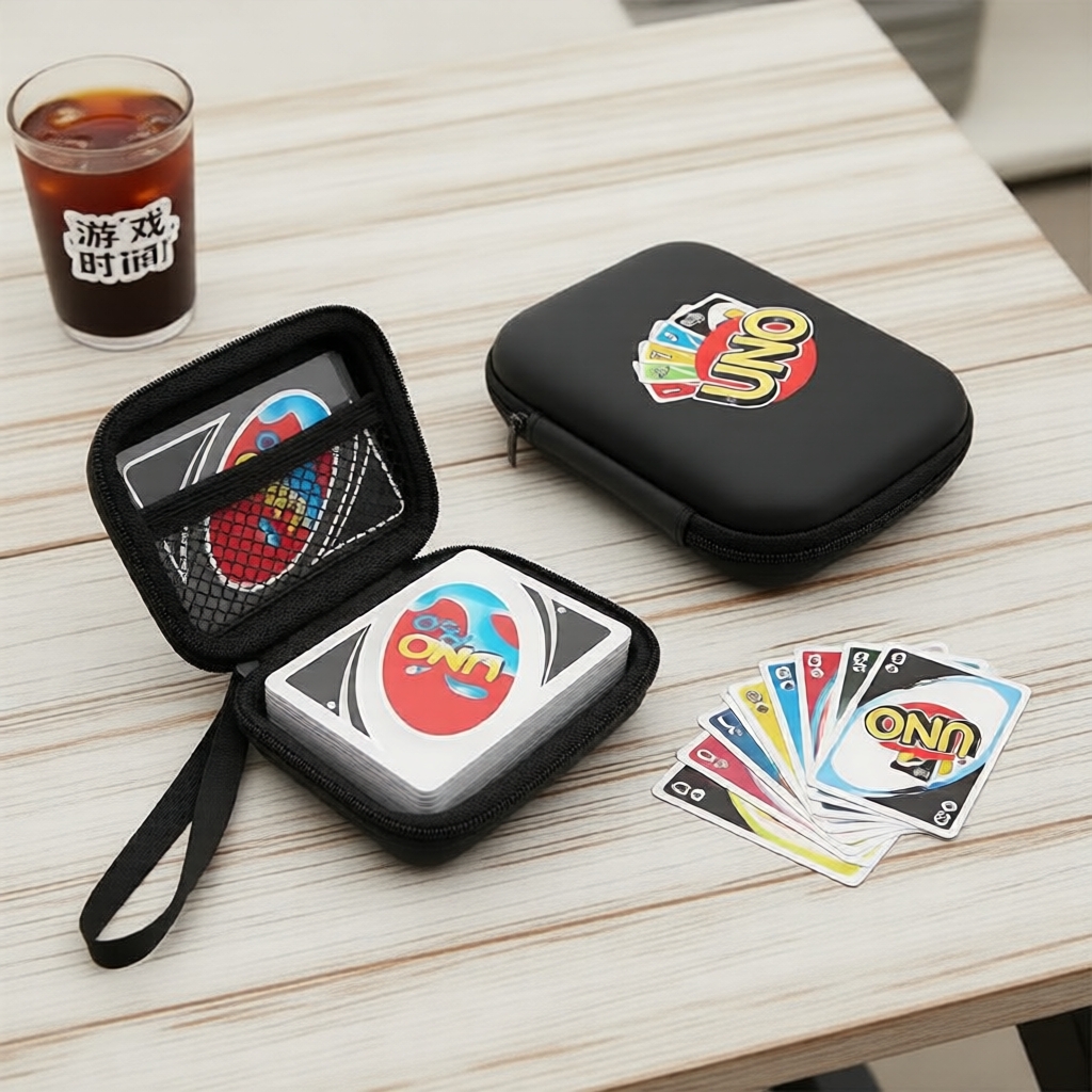 Caixa de Armazenamento Multicolor com 112 Cartas e Mangas Protetoras – Ideal para Organização de Uno, Tarot, Poker e