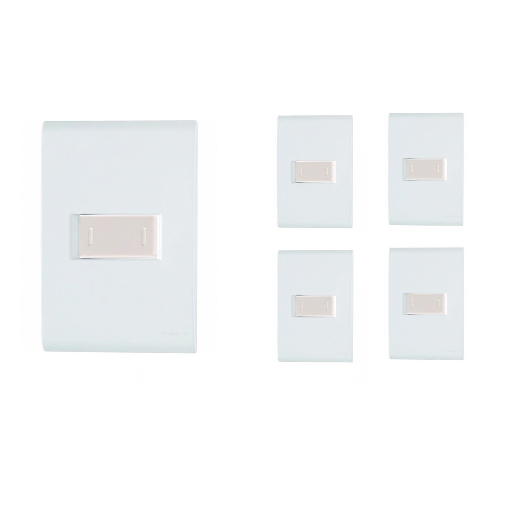 Kit 5 Interruptores Bipolar Paralelo 10A 250V 4x2 Horizontal Branca Tramontina Liz