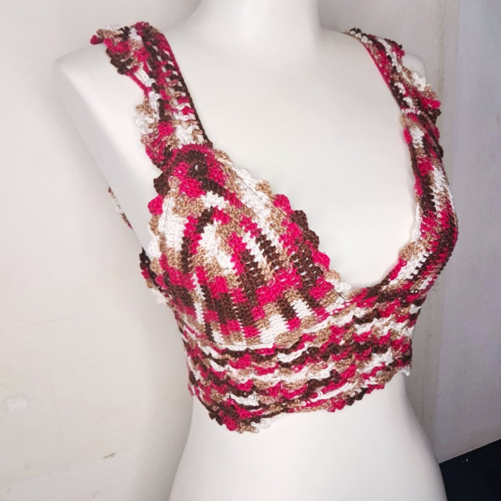 Top Cropped de Crochê Artesanal Feito a Mão Blusinha Curta Regata Croped Crochet Feminino VerãoBoho