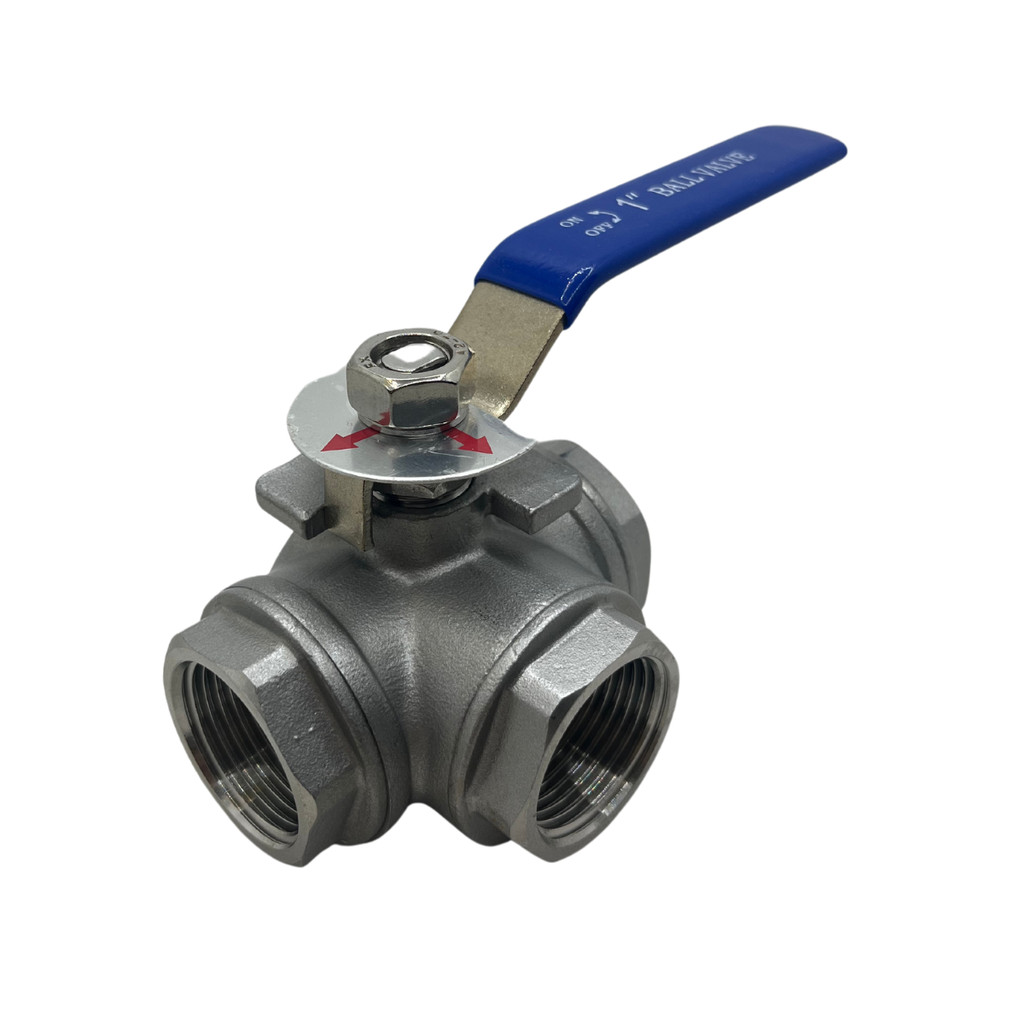 Válvula 3 Vias Inox Esfera Fluxo Em L Rosca 1 Polegada Bsp Alavanca Manual Água Ar Óleo
