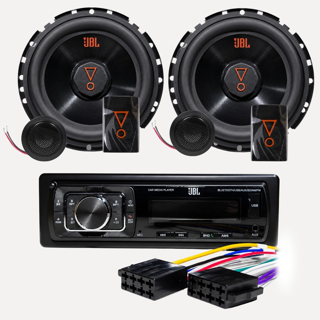 KIT SOM JBL 2 VIAS 6 POLEGADAS 110W + RÁDIO CELEBRITY 150 USB BLUETOOTH