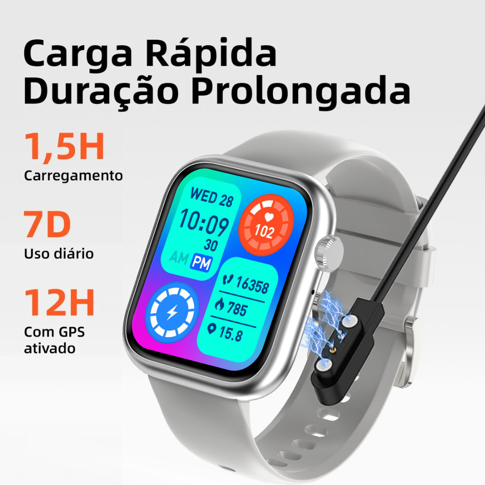 Smartwatch W29 Pro Tela de 1,89 polegadas IP67 Chamada via Bluetooth Bussola Armazena Arquivo foto musica