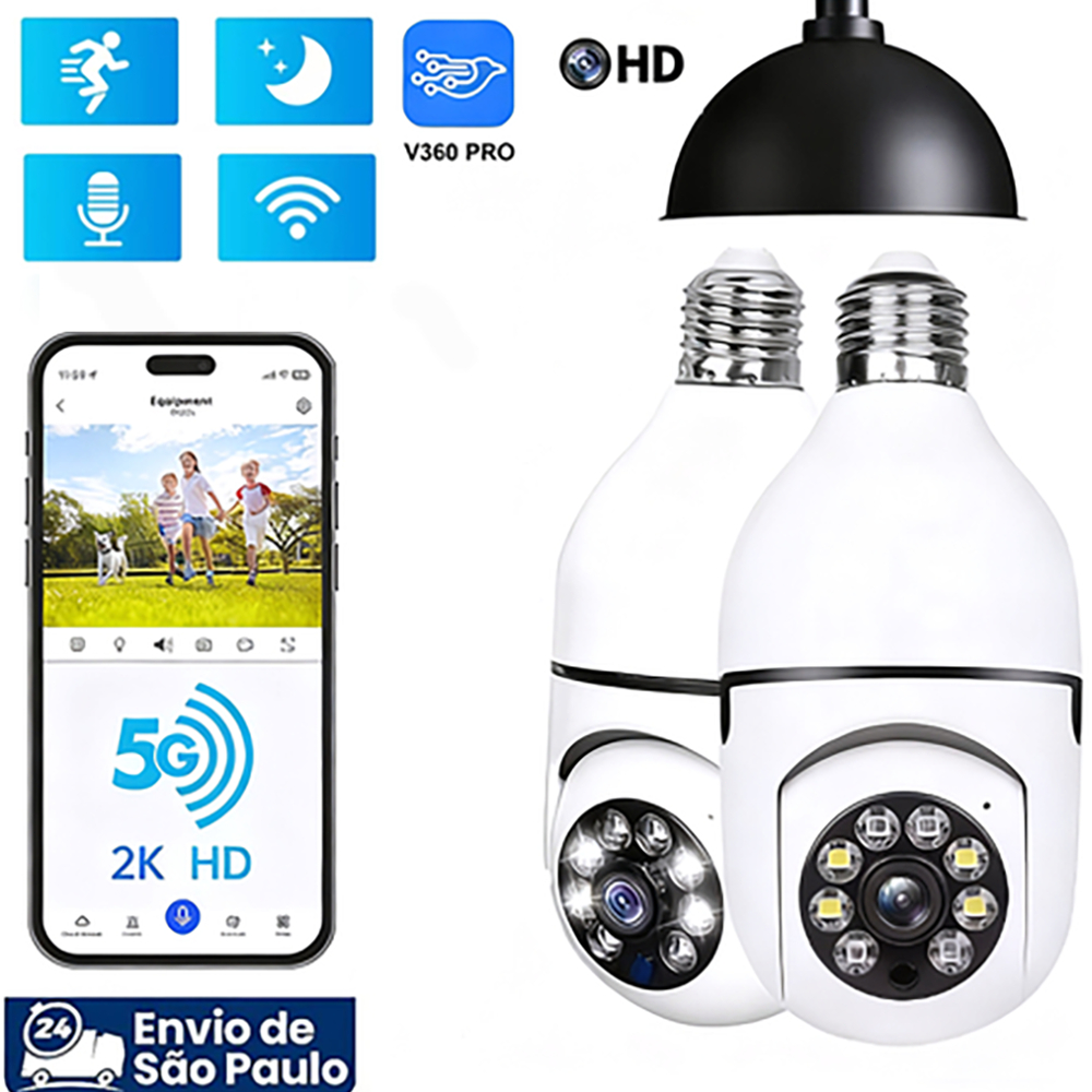 Câmera de Segurança Wi-Fi Externa 4K 6MP Lente Dupla 360° Visão Noturna IP66 À Prova D’água G4
