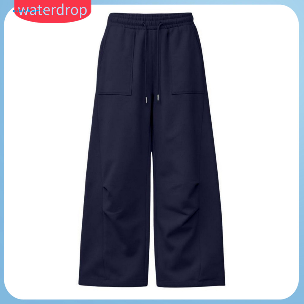 Unisex Wide Leg Pants with Drawstring Elastic Waist Loose Fit Sports Trousers for Men Women Spring Fall Comfortable Pock