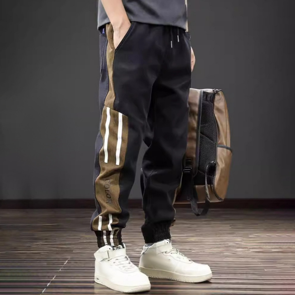 Adjustable Drawstring Trousers Men Casual Men's Spring Fall Cargo Pants Loose Fit Elastic Waist Sport with Pockets Ankle